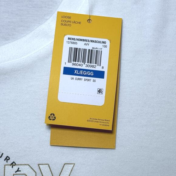 Under Armour Curry Sport White Tee Men’s XL NWT Loose Fit 1376805-100 NBA - Picture 7 of 9